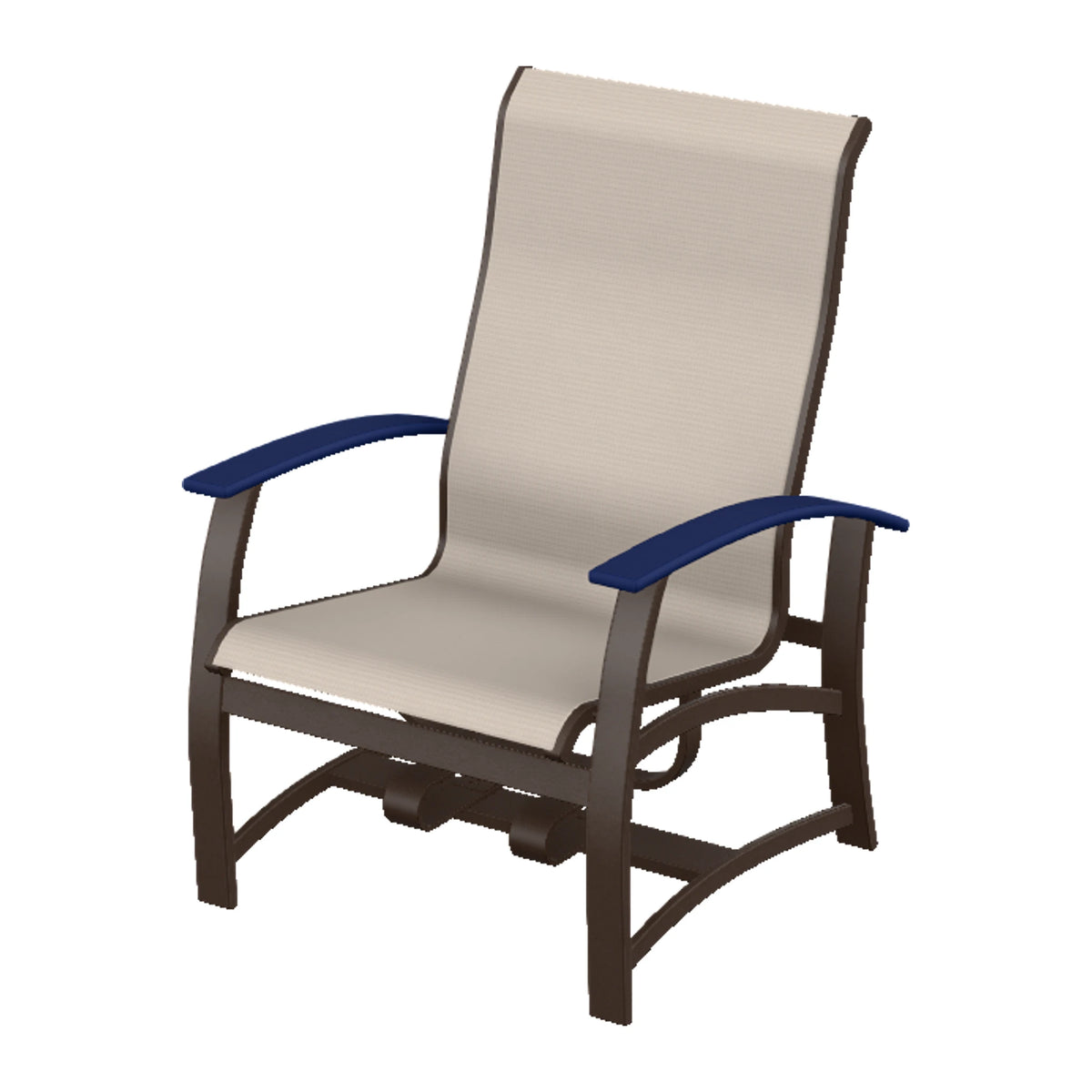 Belle Isle Sling Chat Chair w/ Hidden Motion — Kona PC / Navy Accents