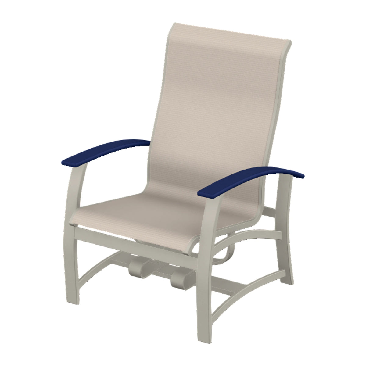Belle Isle Sling Chat Chair w/ Hidden Motion — Warm Grey PC / Navy Accents