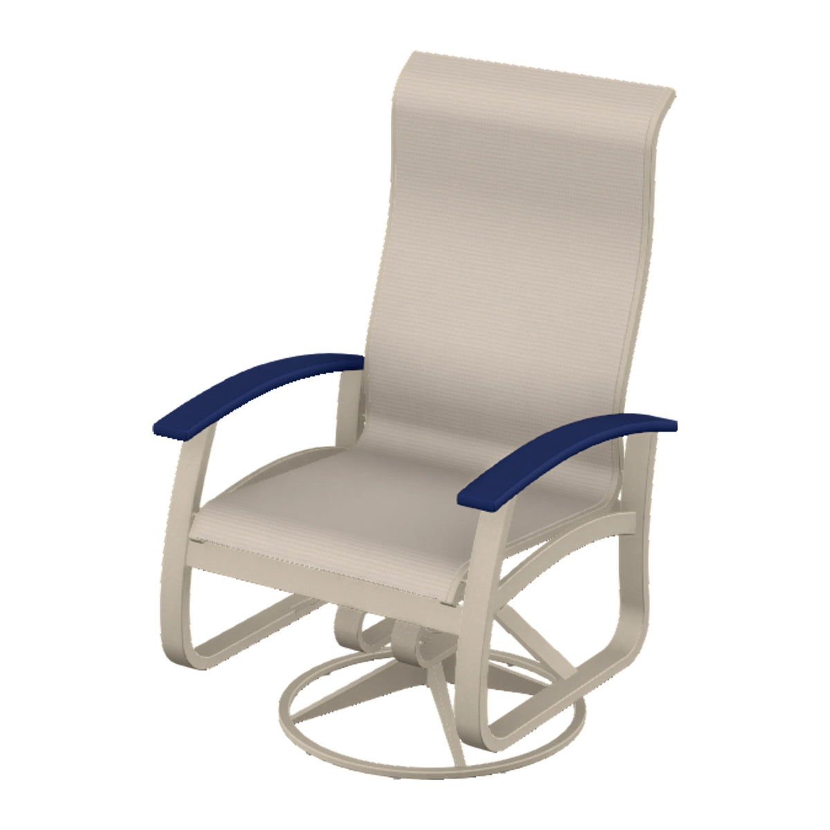 Belle Isle Sling Supreme Height Swivel Rocker — Desert Sand PC / Navy Accents