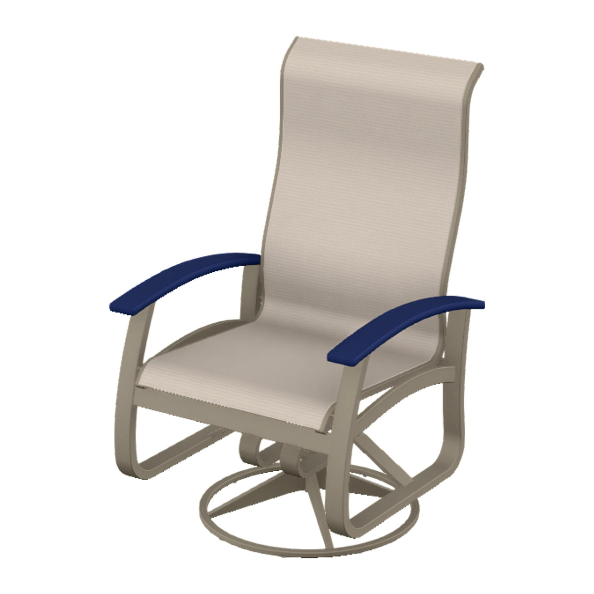 Belle Isle Sling Supreme Height Swivel Rocker — Storm PC / Navy Accents