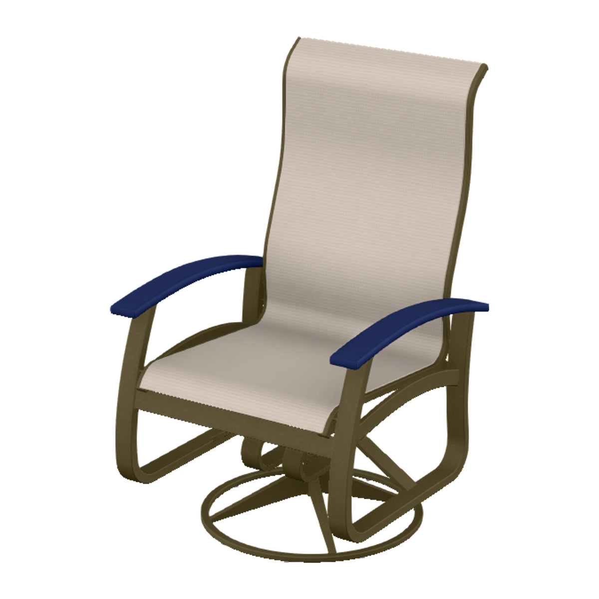 Belle Isle Sling Supreme Height Swivel Rocker — Beachwood PC / Navy Accents