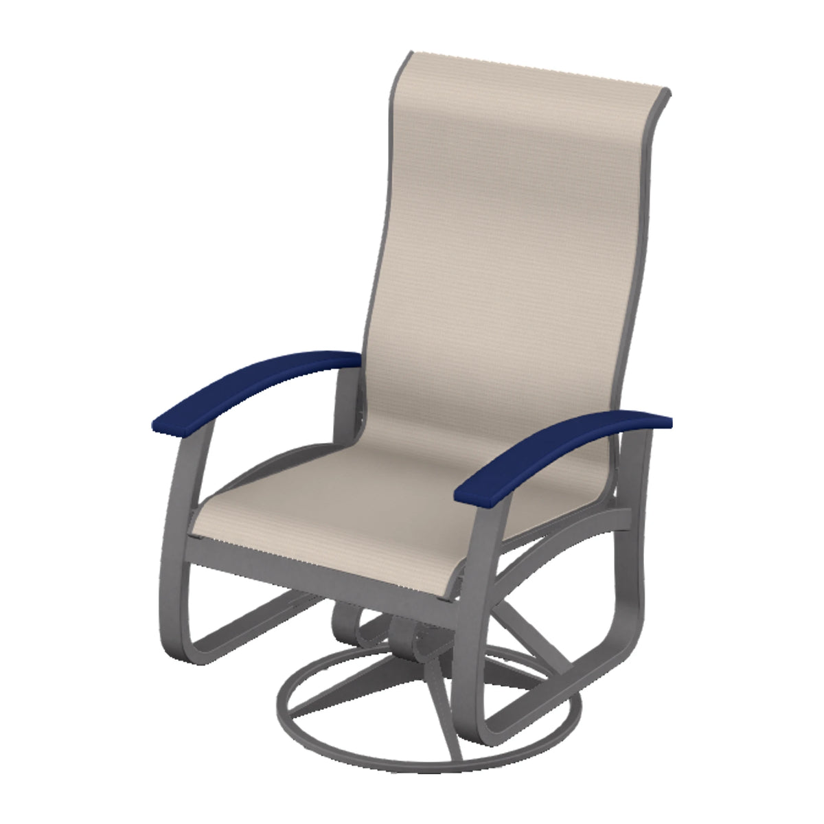 Belle Isle Sling Supreme Height Swivel Rocker — Graphite Txt PC / Navy Accents