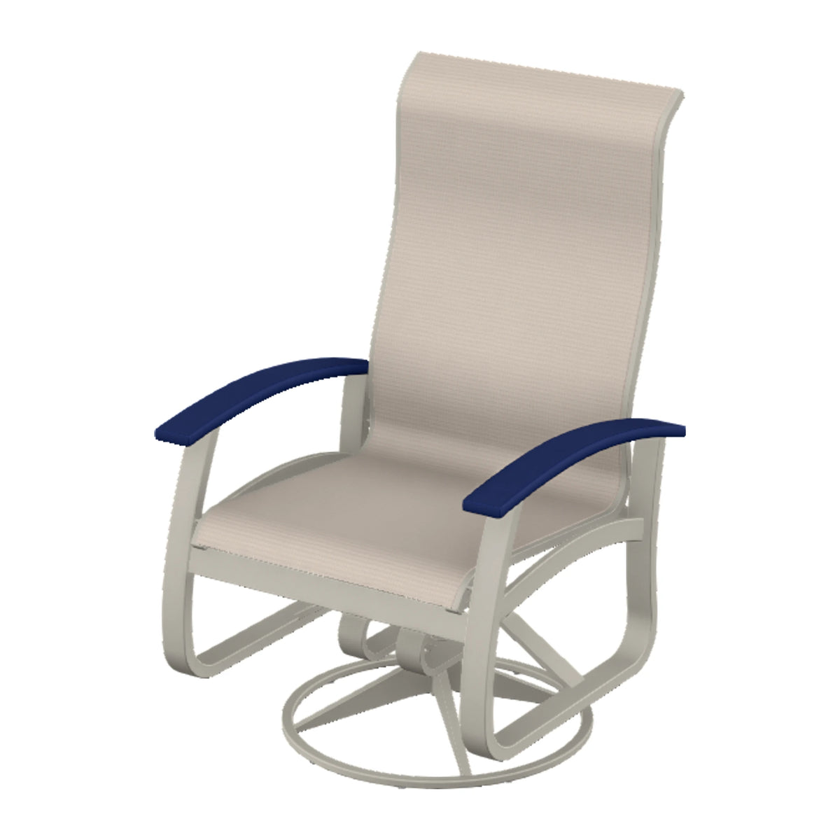 Belle Isle Sling Supreme Height Swivel Rocker — Warm Grey PC / Navy Accents
