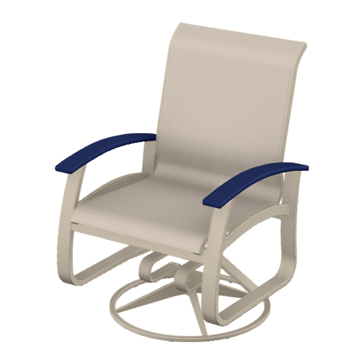 Belle Isle Sling Swivel Rocker — Desert Sand PC / Navy Accents