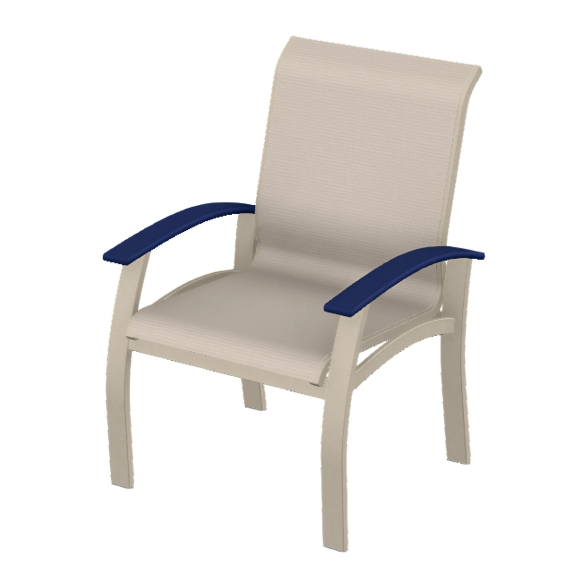Belle Isle Sling Dining Armchair — Desert Sand PC / Navy Accents