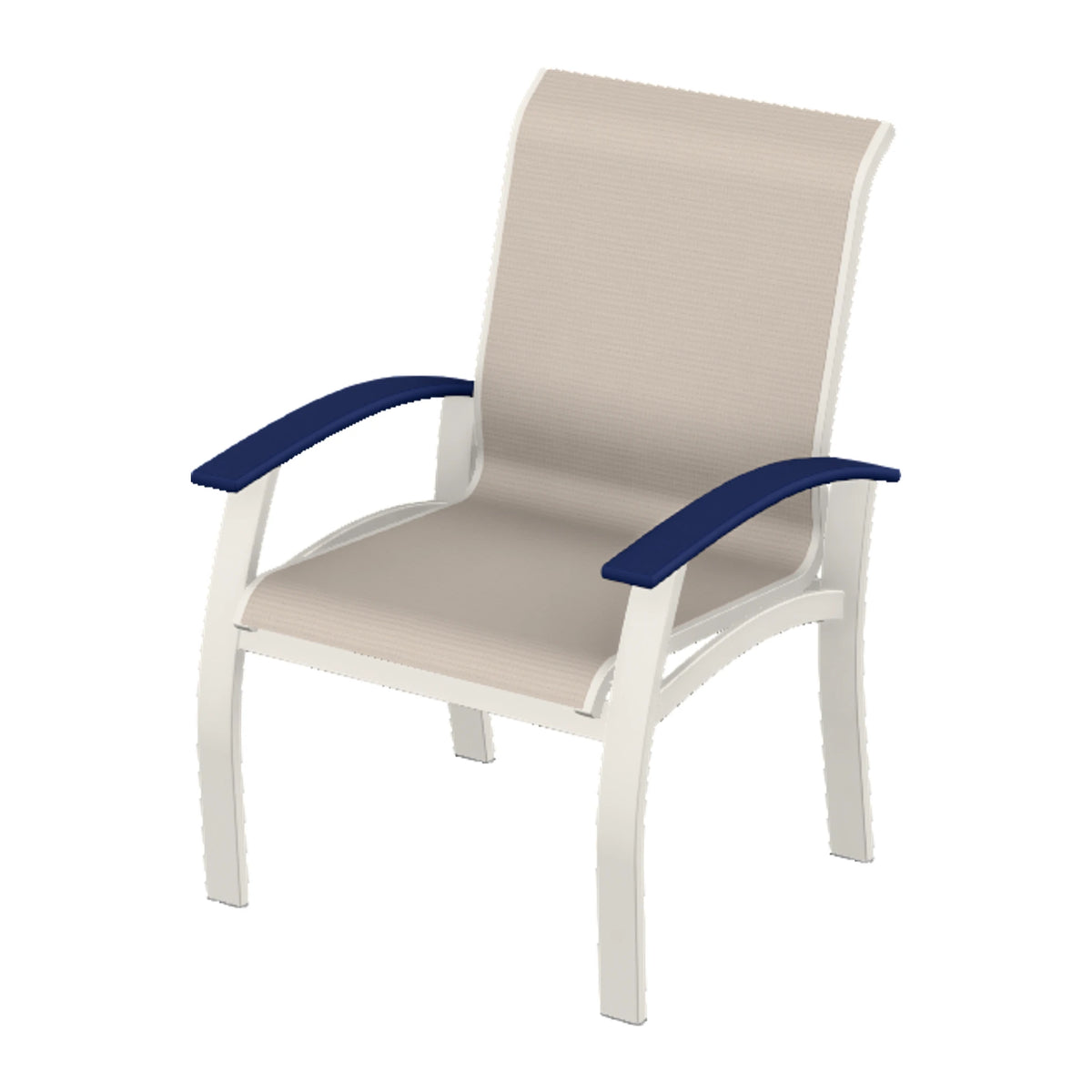 Belle Isle Sling Dining Armchair — Snow PC / Navy Accents