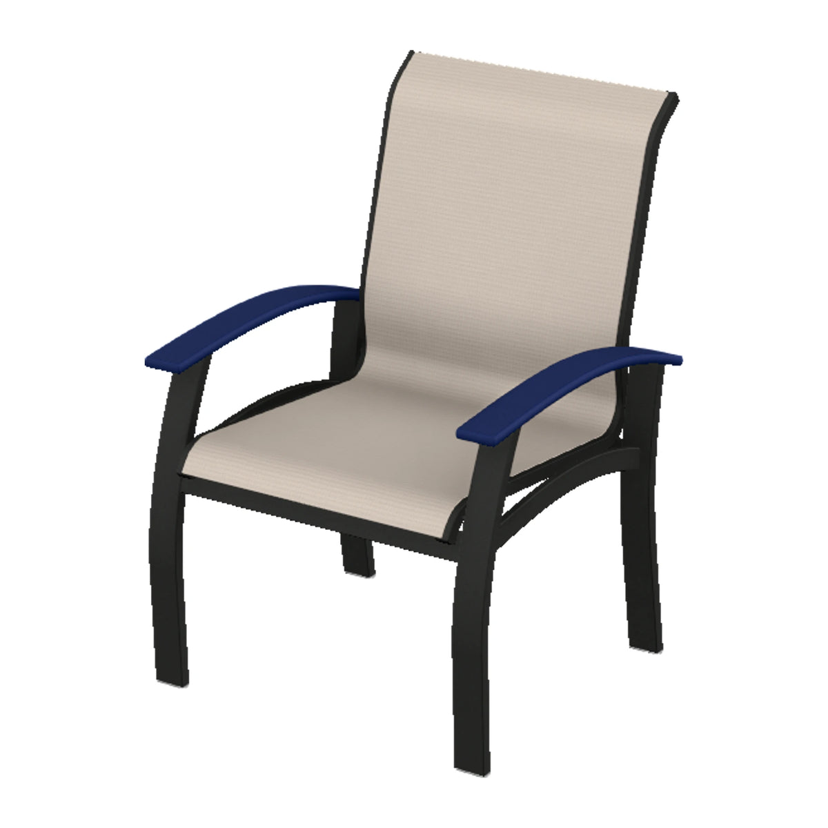 Belle Isle Sling Dining Armchair — Black PC / Navy Accents