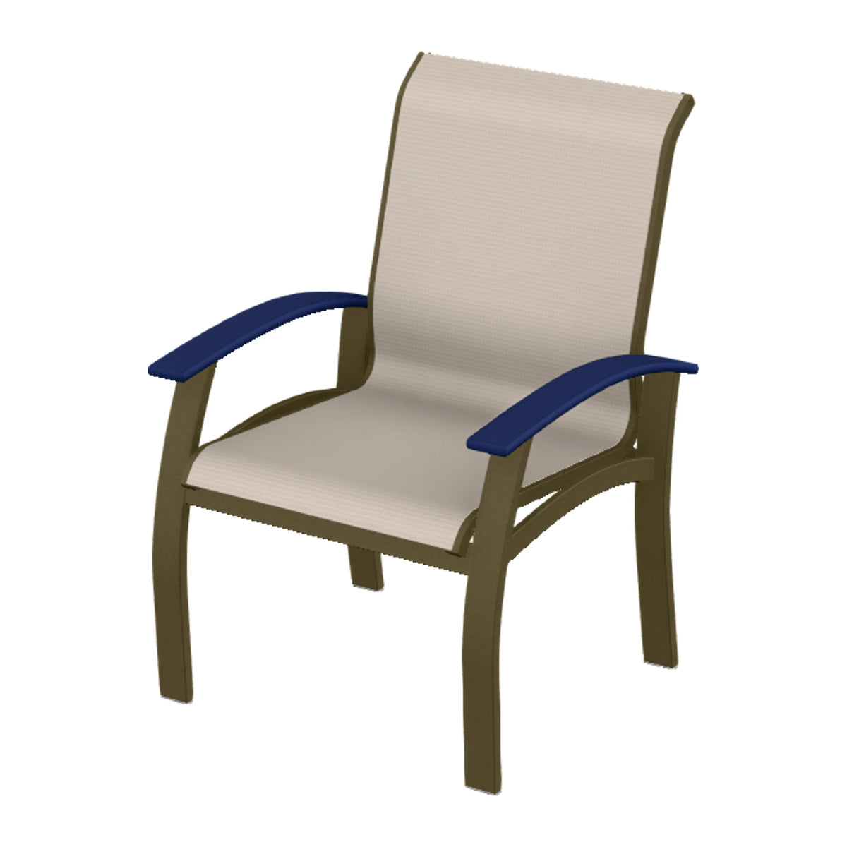 Belle Isle Sling Dining Armchair — Beachwood PC / Navy Accents