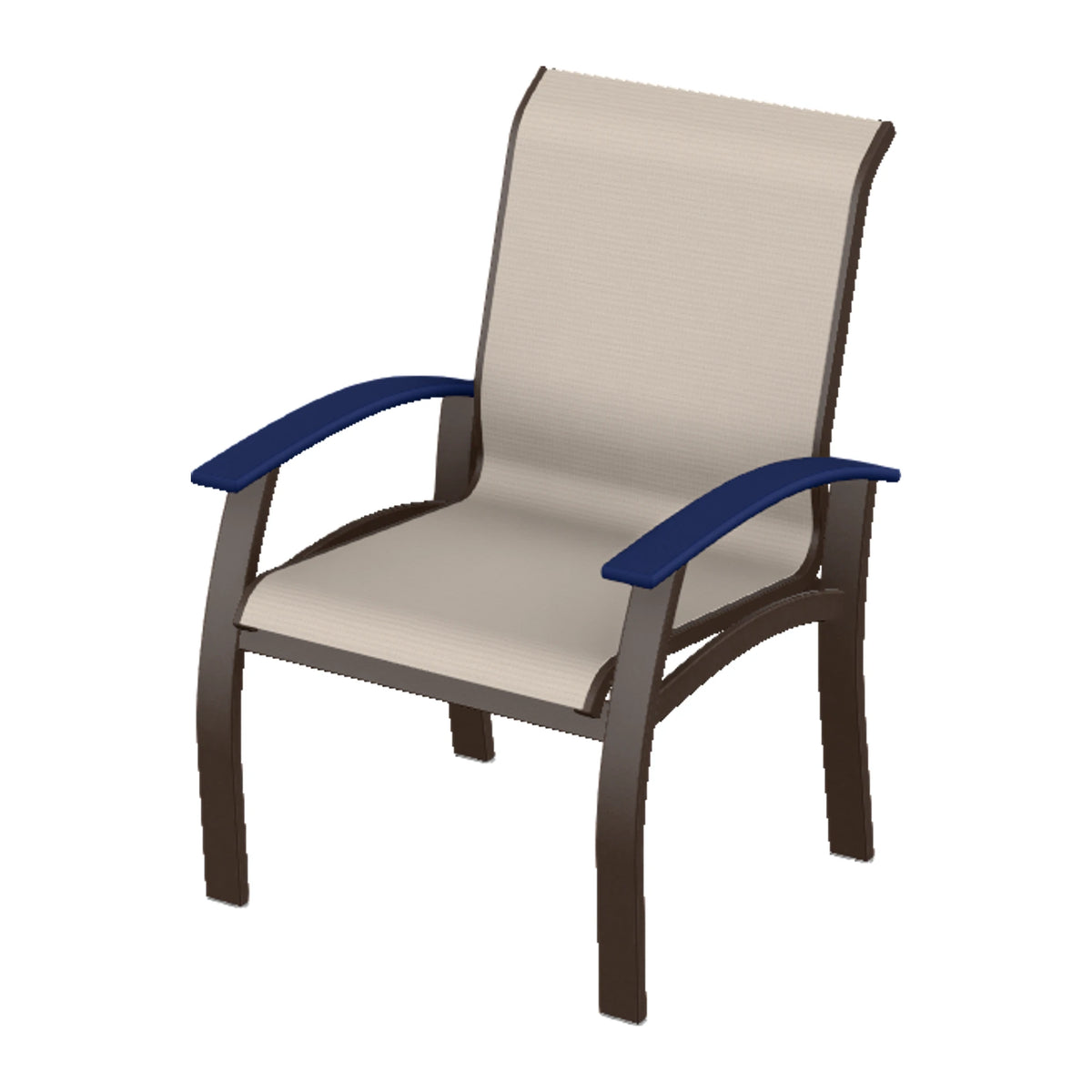 Belle Isle Sling Dining Armchair — Kona PC / Navy Accents