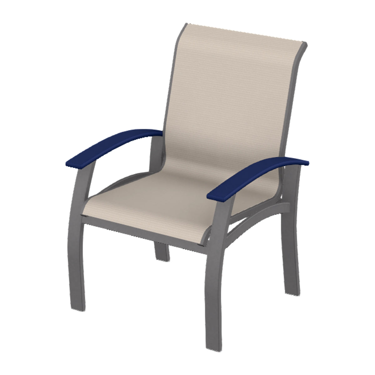 Belle Isle Sling Dining Armchair — Graphite Txt PC / Navy Accents