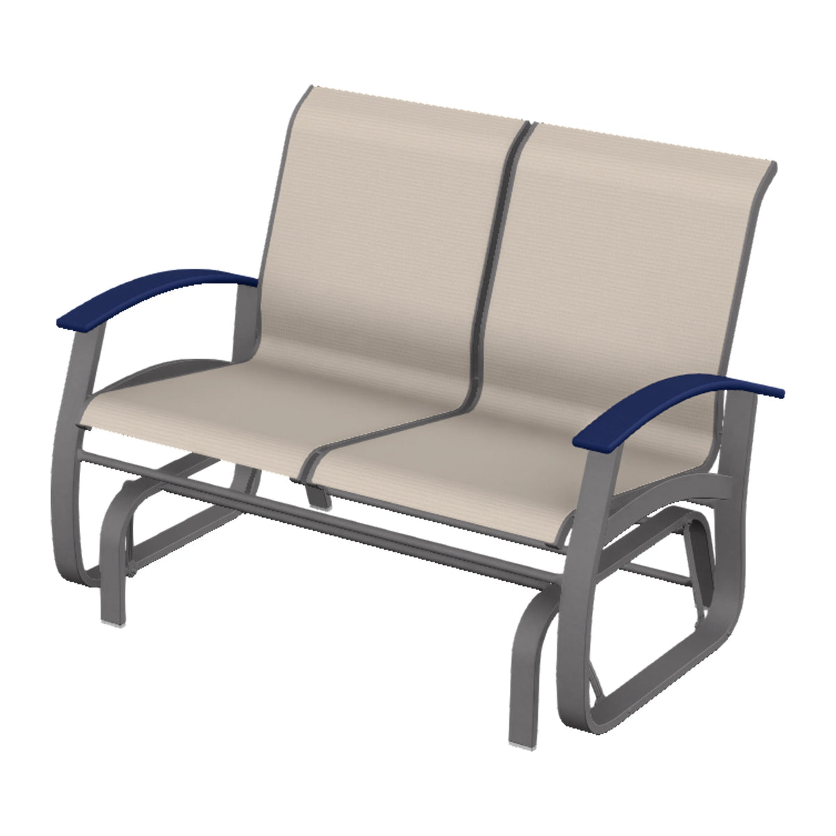 Belle Isle Sling Loveseat Glider — Graphite Txt PC / Navy Accents