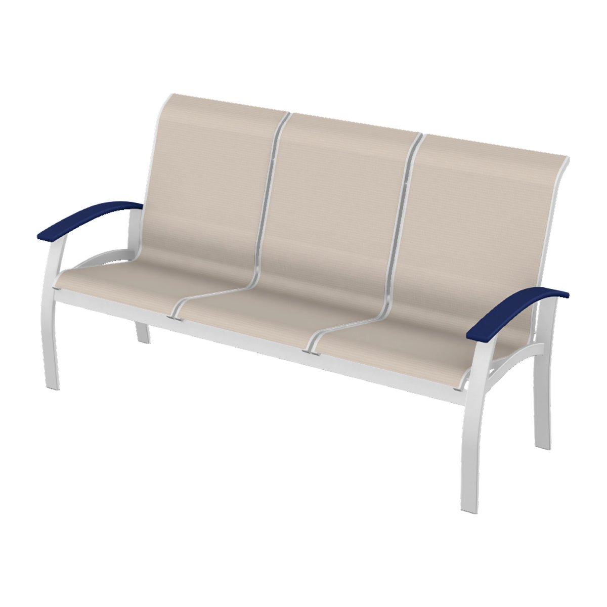 Belle Isle Sling Sofa — White Txt PC / Navy Accents