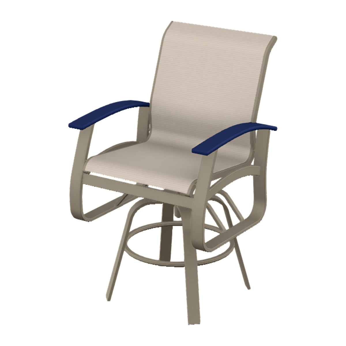 Belle Isle Sling Balcony Swivel Chair — Storm PC / Navy Accents
