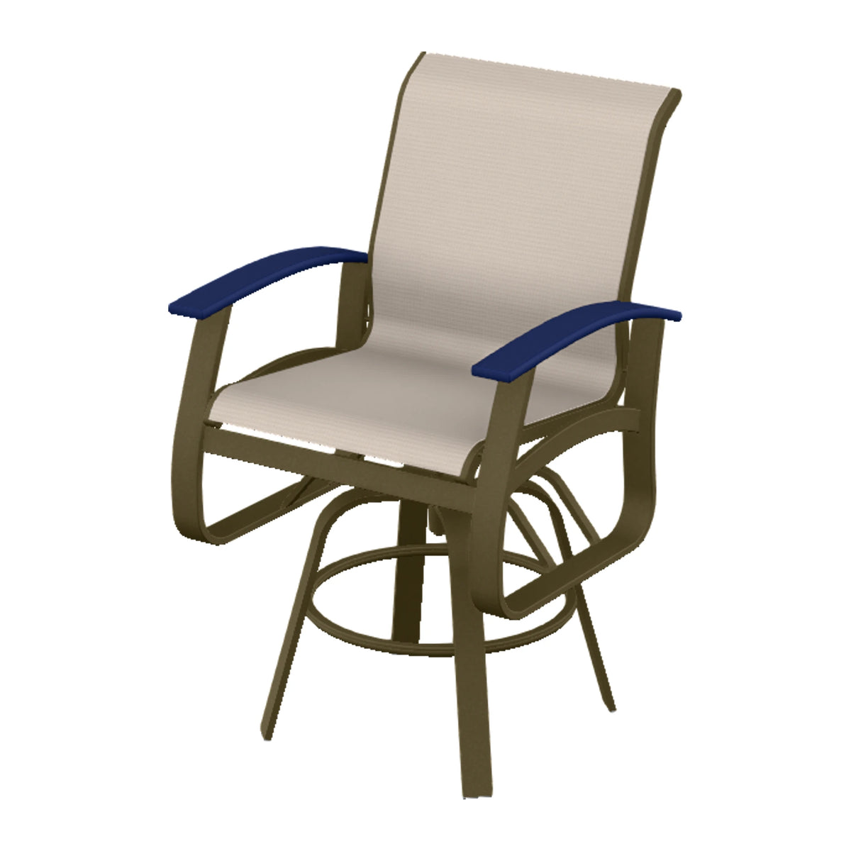 Belle Isle Sling Balcony Swivel Chair — Beachwood PC / Navy Accents