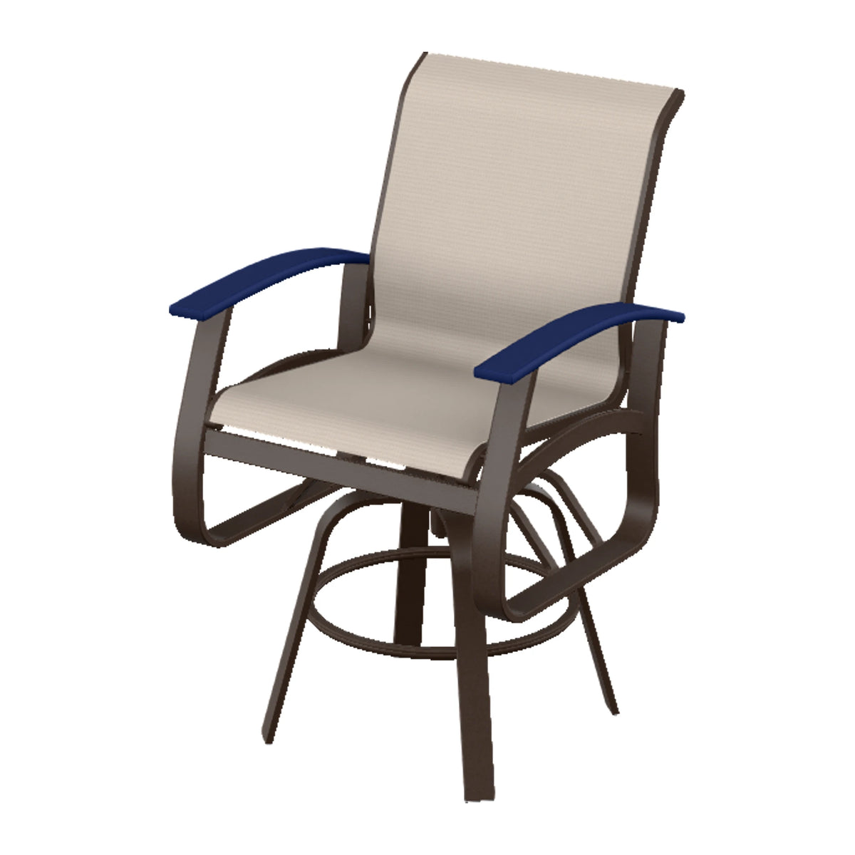 Belle Isle Sling Balcony Swivel Chair — Kona PC / Navy Accents