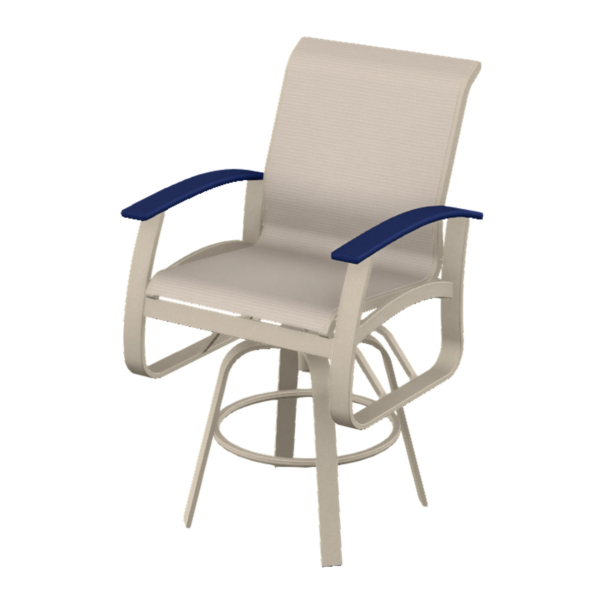 Belle Isle Sling Bar Swivel Chair — Desert Sand PC / Navy Accents