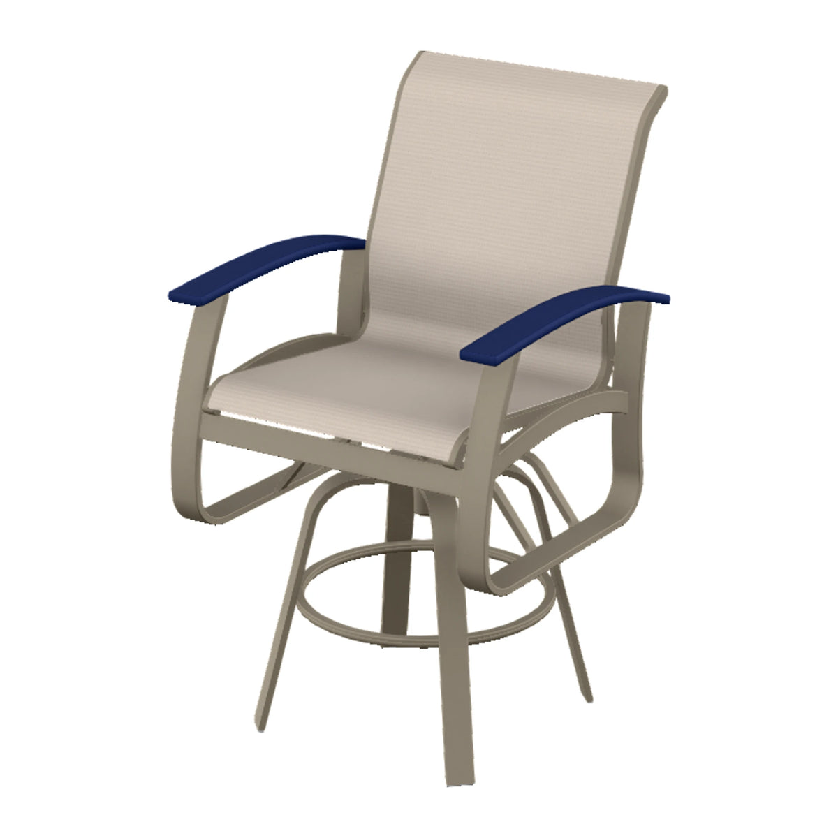 Belle Isle Sling Bar Swivel Chair — Storm PC / Navy Accents