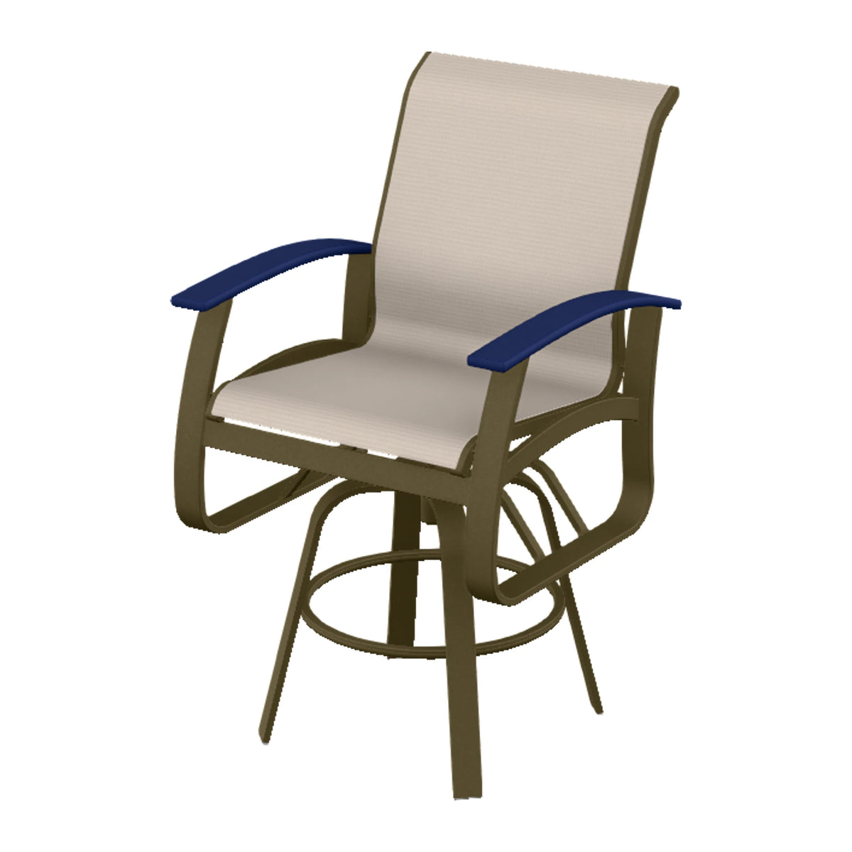 Belle Isle Sling Bar Swivel Chair — Beachwood PC / Navy Accents
