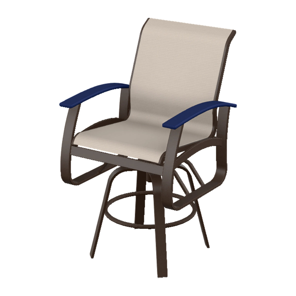 Belle Isle Sling Bar Swivel Chair — Kona PC / Navy Accents