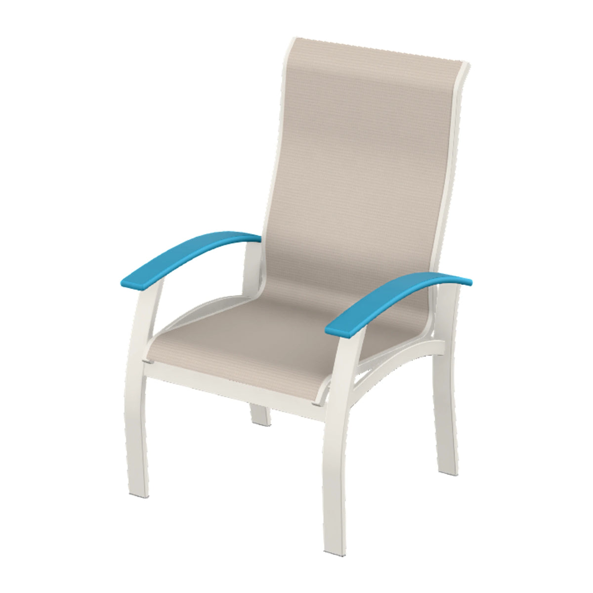 Belle Isle Sling Supreme Height Armchair — Snow PC / Aqua Accents