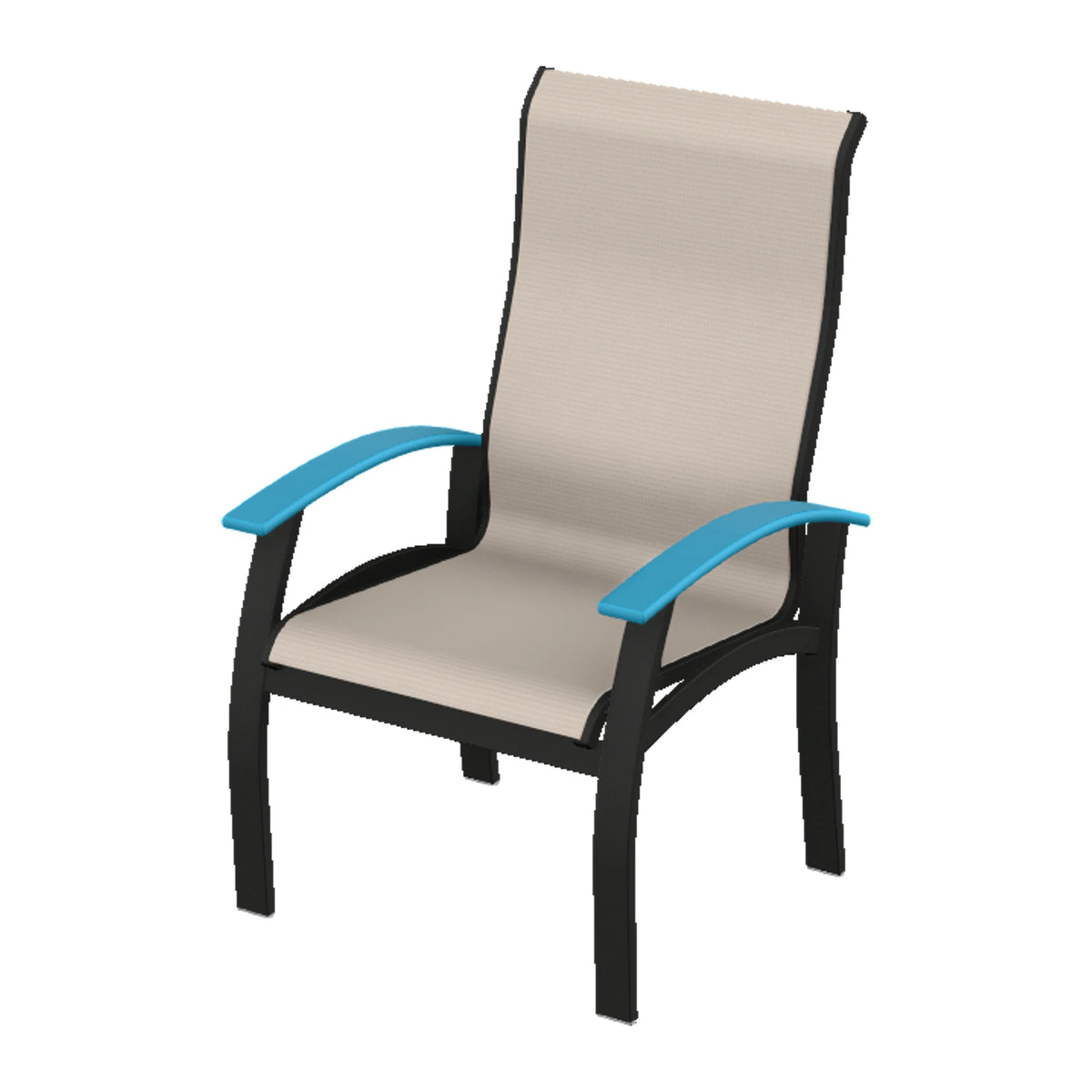 Belle Isle Sling Supreme Height Armchair — Black PC / Aqua Accents