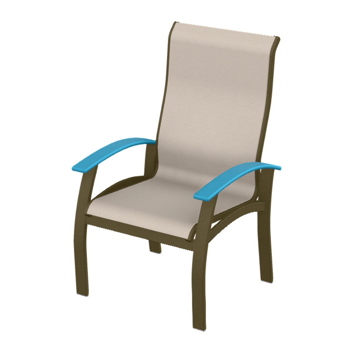 Belle Isle Sling Supreme Height Armchair — Beachwood PC / Aqua Accents