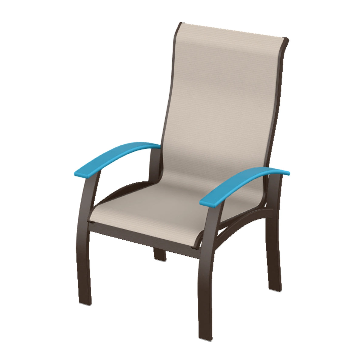 Belle Isle Sling Supreme Height Armchair — Kona PC / Aqua Accents