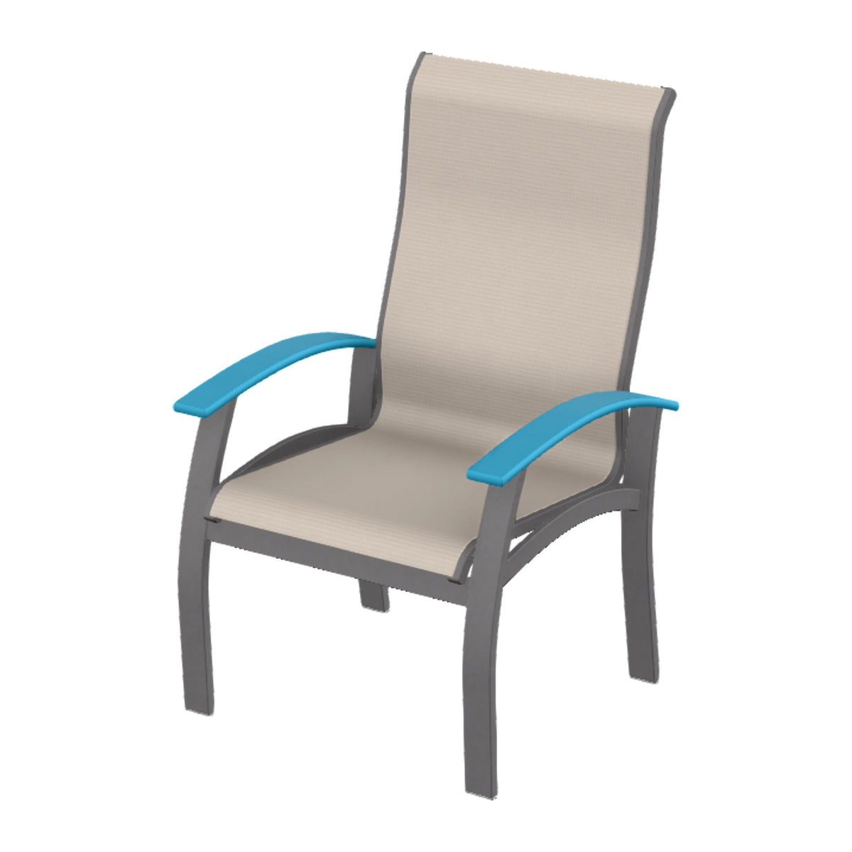 Belle Isle Sling Supreme Height Armchair — Graphite Txt PC / Aqua Accents