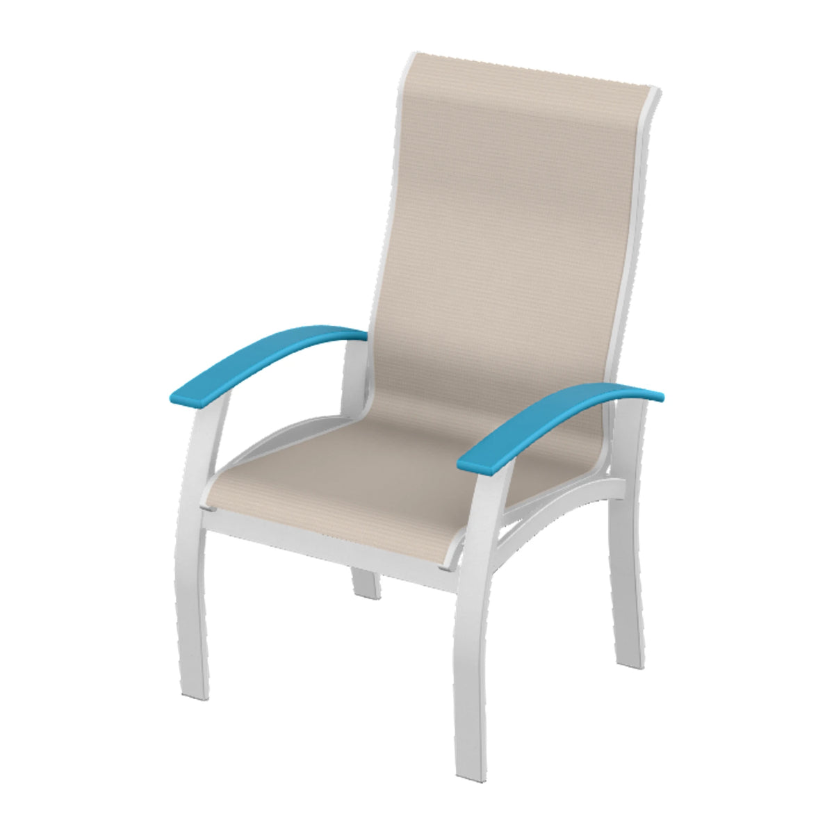 Belle Isle Sling Supreme Height Armchair — White Txt PC / Aqua Accents