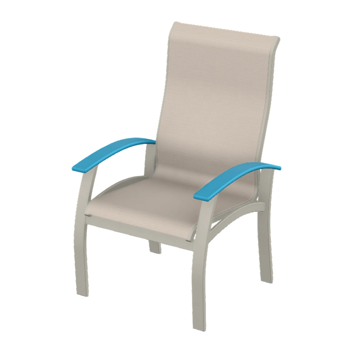 Belle Isle Sling Supreme Height Armchair — Warm Grey PC / Aqua Accents