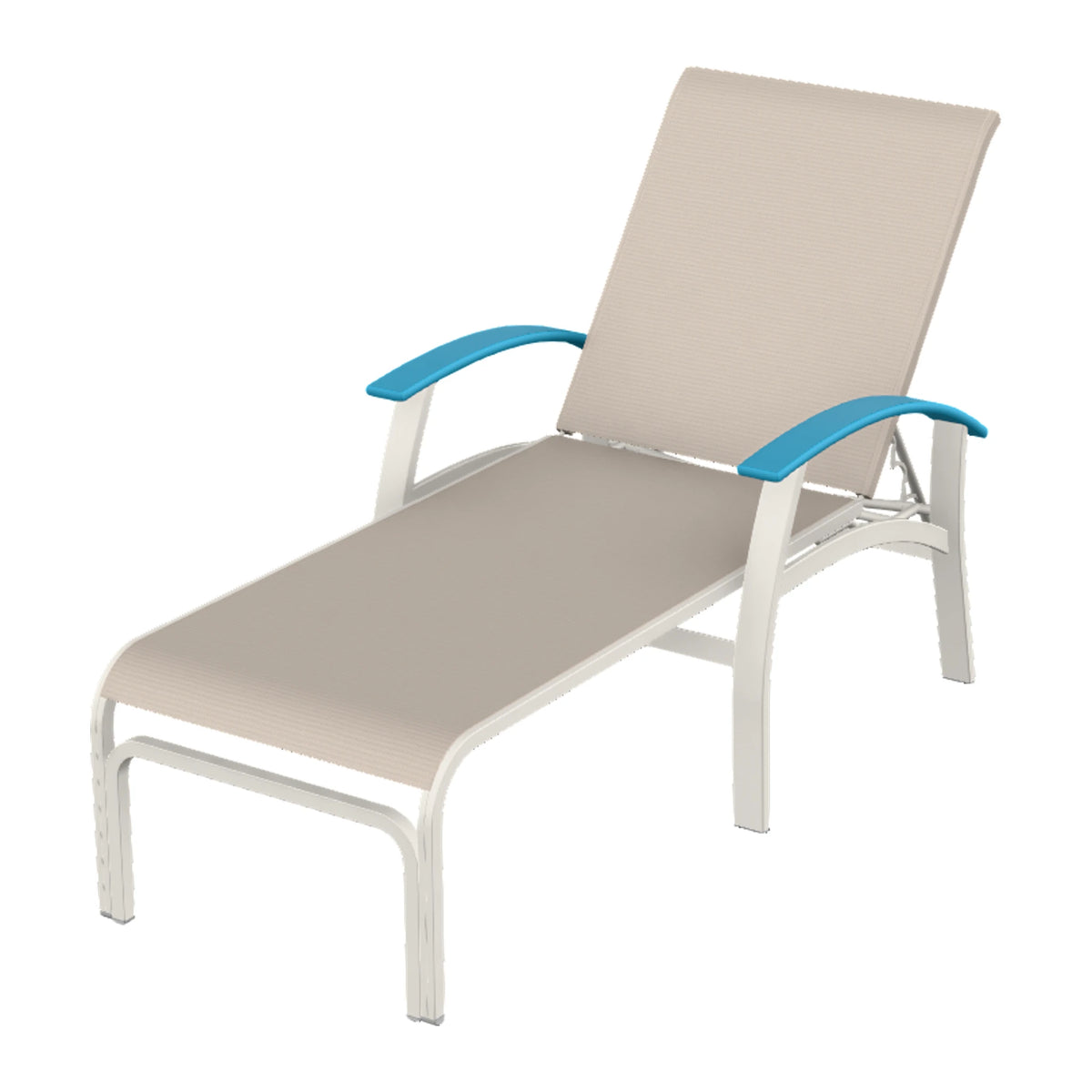 Belle Isle Sling Chaise — Snow PC / Aqua Accents
