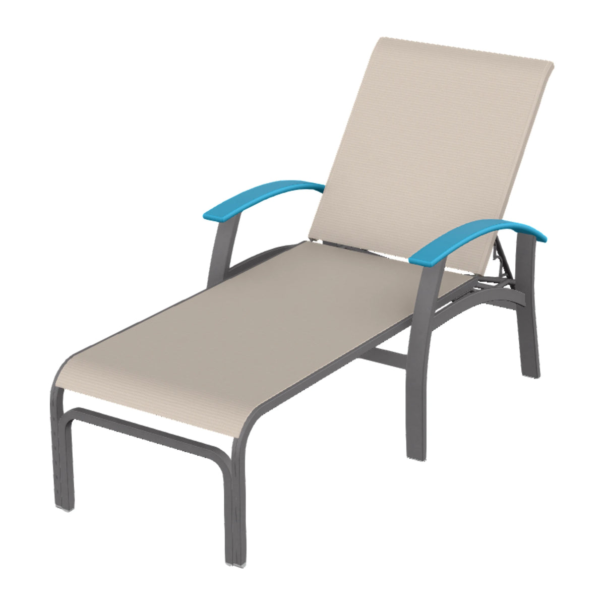 Belle Isle Sling Chaise — Graphite Txt PC / Aqua Accents