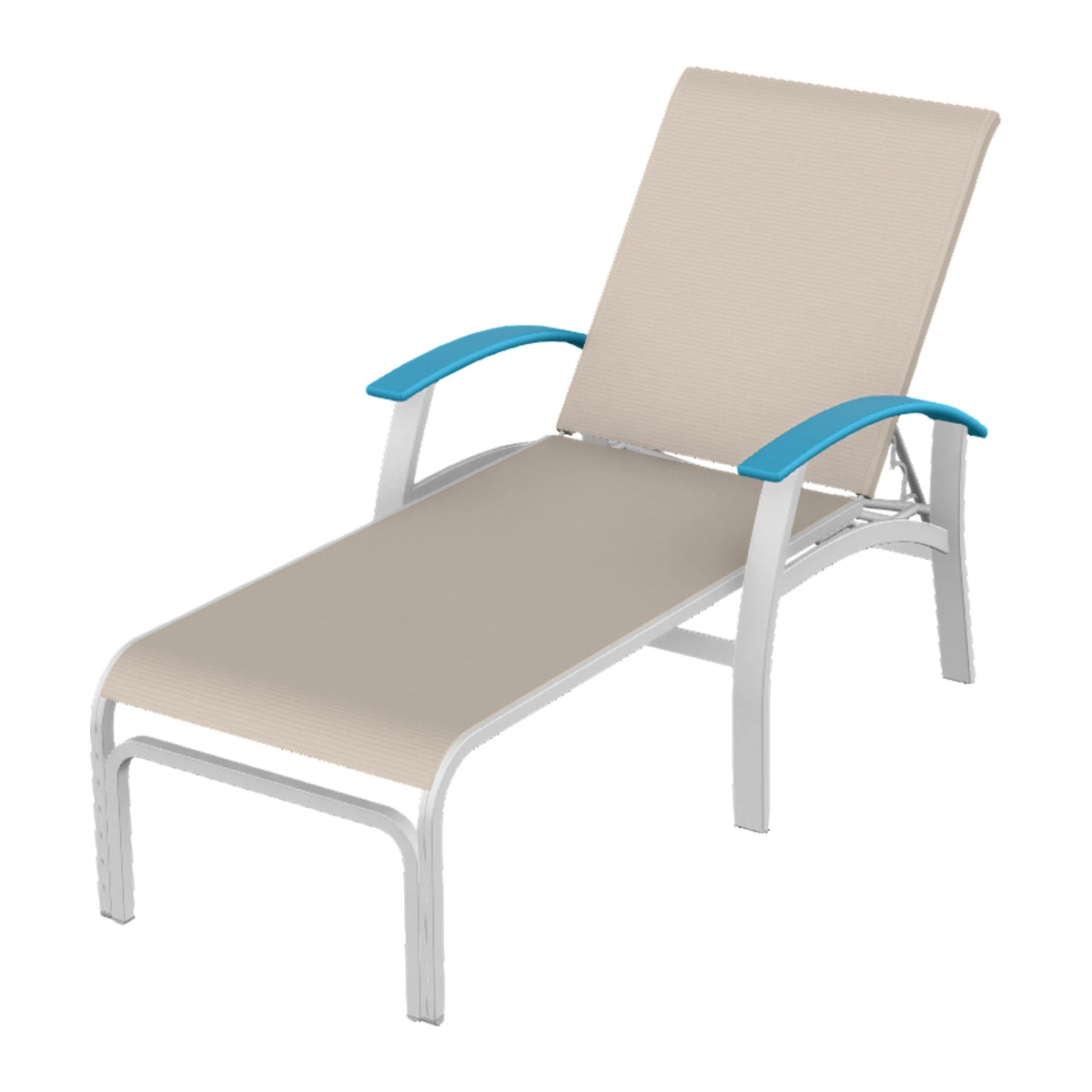 Belle Isle Sling Chaise — White Txt PC / Aqua Accents