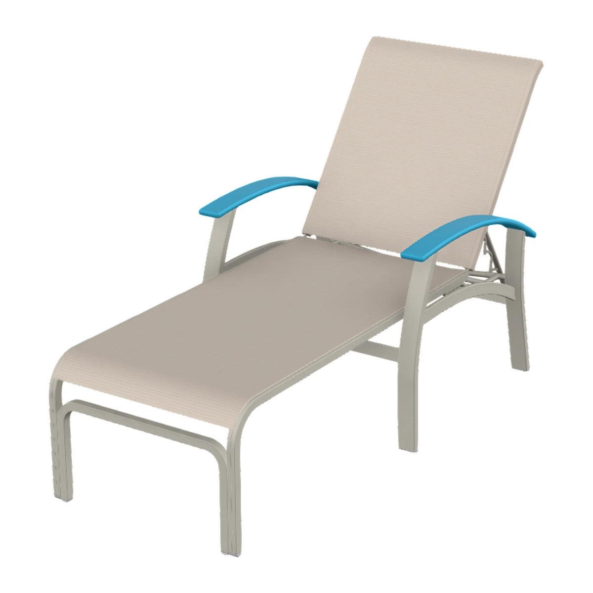 Belle Isle Sling Chaise — Warm Grey PC / Aqua Accents