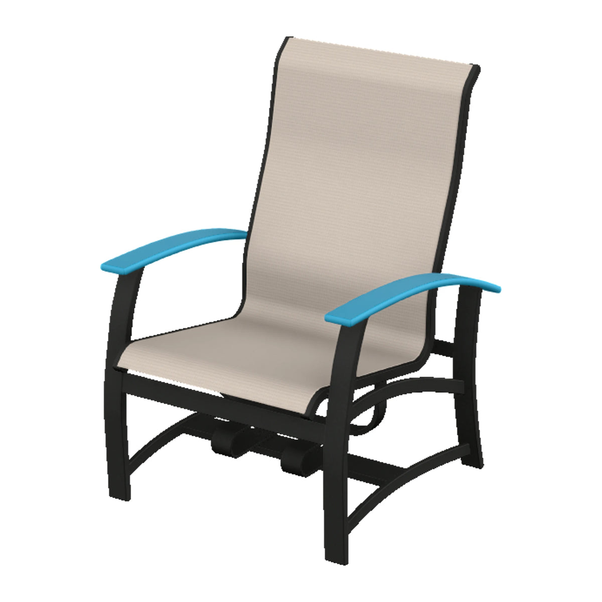 Belle Isle Sling Chat Chair w/ Hidden Motion — Black PC / Aqua Accents