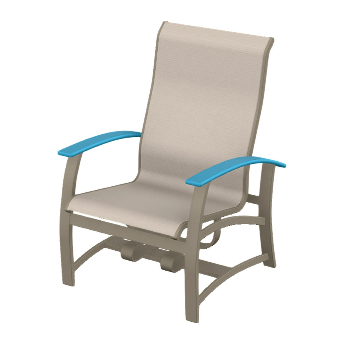 Belle Isle Sling Chat Chair w/ Hidden Motion — Storm PC / Aqua Accents