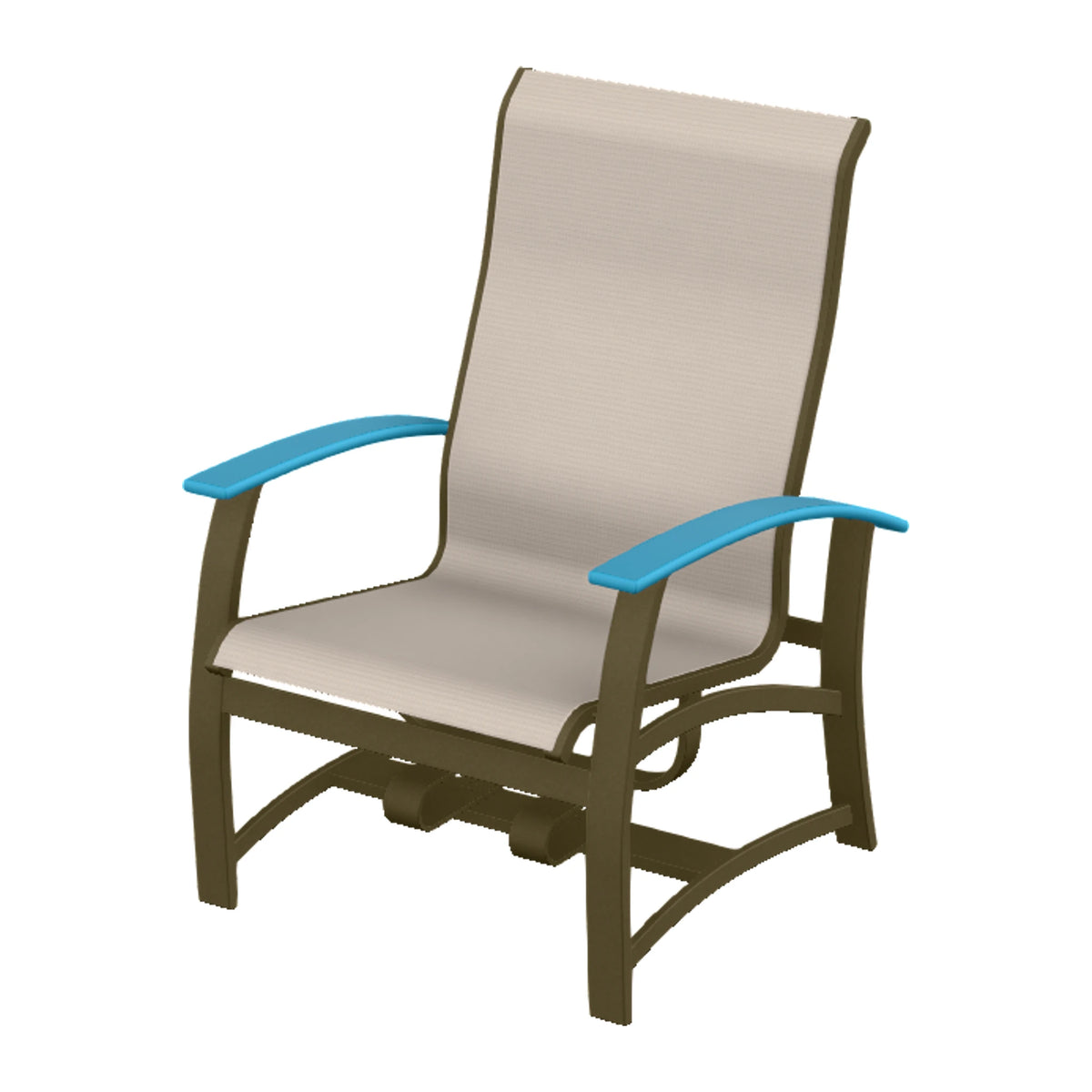 Belle Isle Sling Chat Chair w/ Hidden Motion — Beachwood PC / Aqua Accents