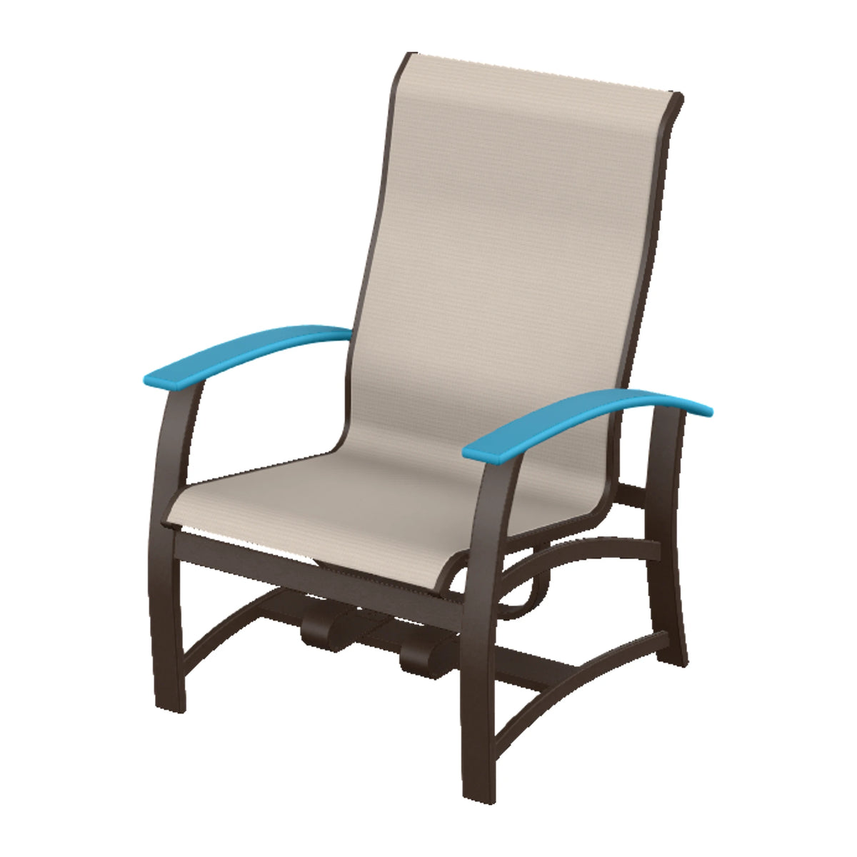 Belle Isle Sling Chat Chair w/ Hidden Motion — Kona PC / Aqua Accents