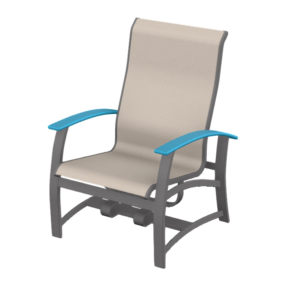 Belle Isle Sling Chat Chair w/ Hidden Motion — Graphite Txt PC / Aqua Accents