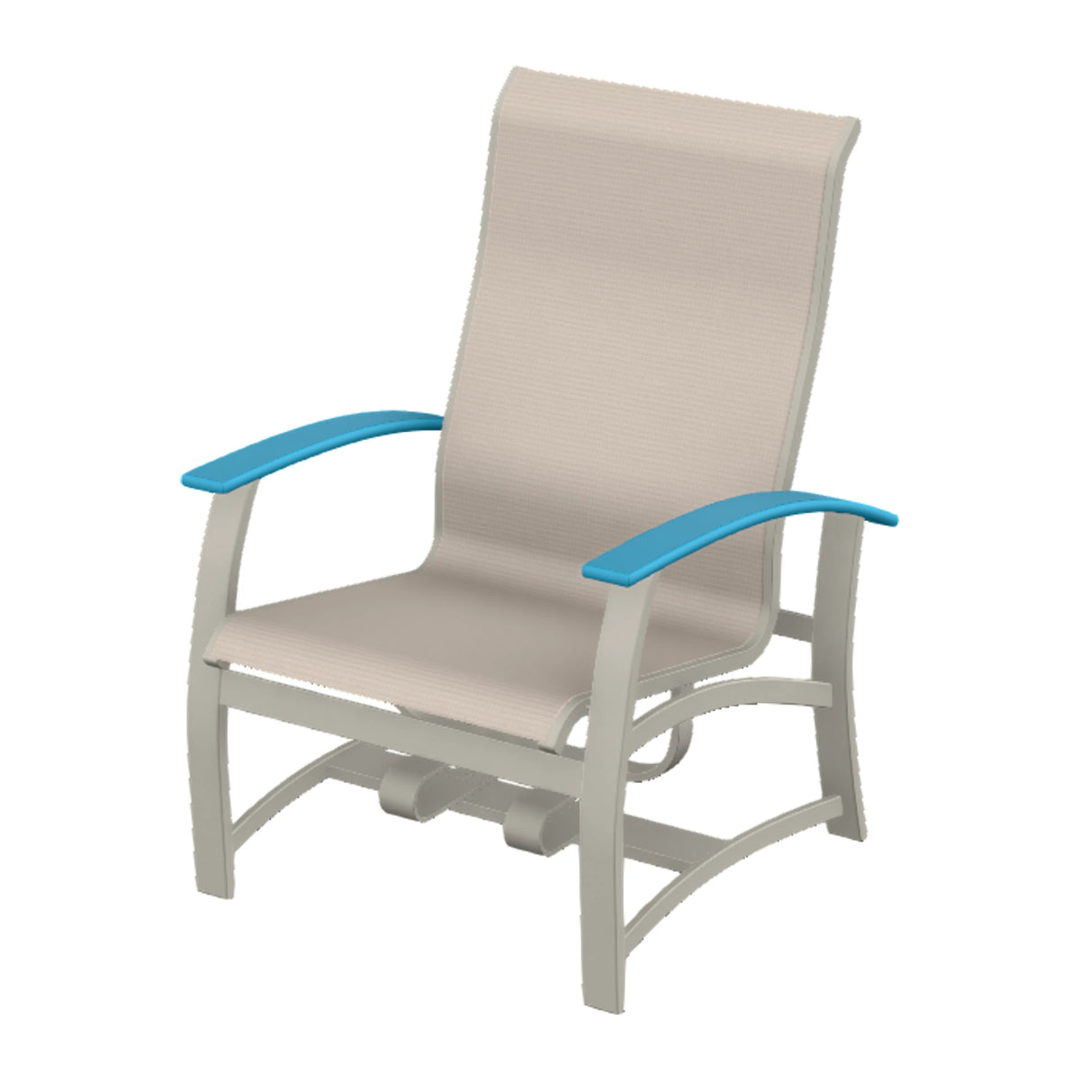 Belle Isle Sling Chat Chair w/ Hidden Motion — Warm Grey PC / Aqua Accents