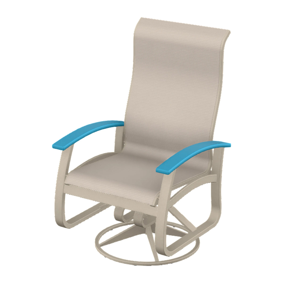 Belle Isle Sling Supreme Height Swivel Rocker — Desert Sand PC / Aqua Accents