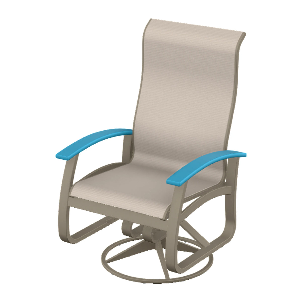 Belle Isle Sling Supreme Height Swivel Rocker — Storm PC / Aqua Accents