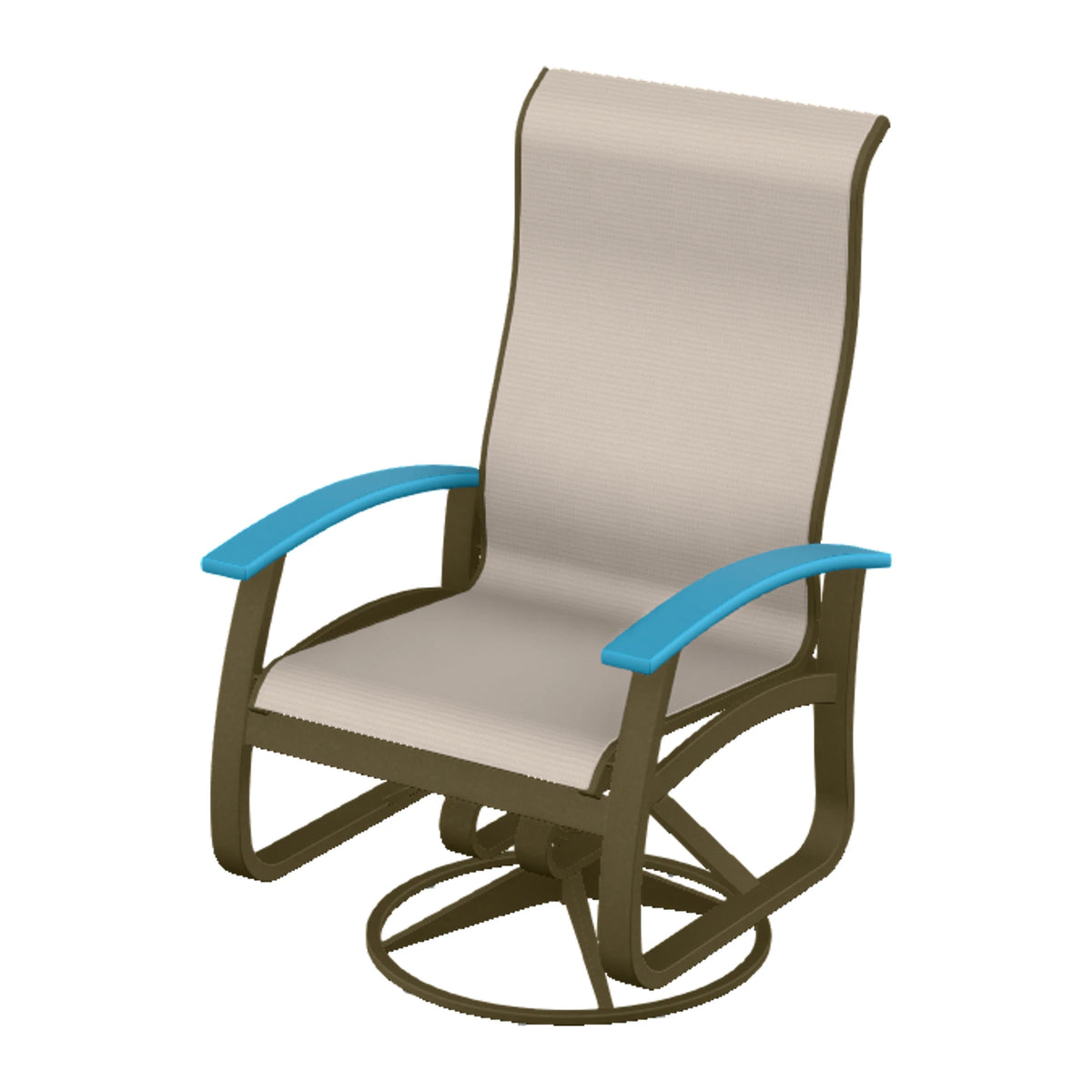 Belle Isle Sling Supreme Height Swivel Rocker — Beachwood PC / Aqua Accents