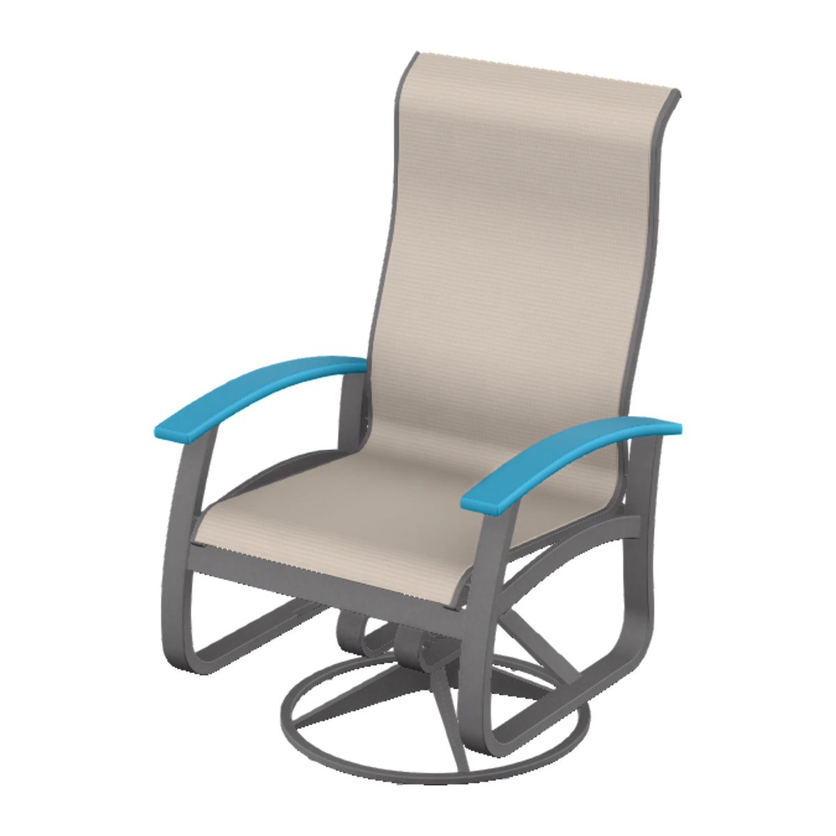Belle Isle Sling Supreme Height Swivel Rocker — Graphite Txt PC / Aqua Accents