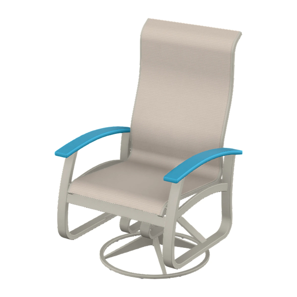 Belle Isle Sling Supreme Height Swivel Rocker — Warm Grey PC / Aqua Accents