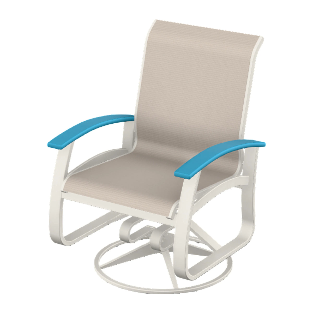 Belle Isle Sling Swivel Rocker — Snow PC / Aqua Accents