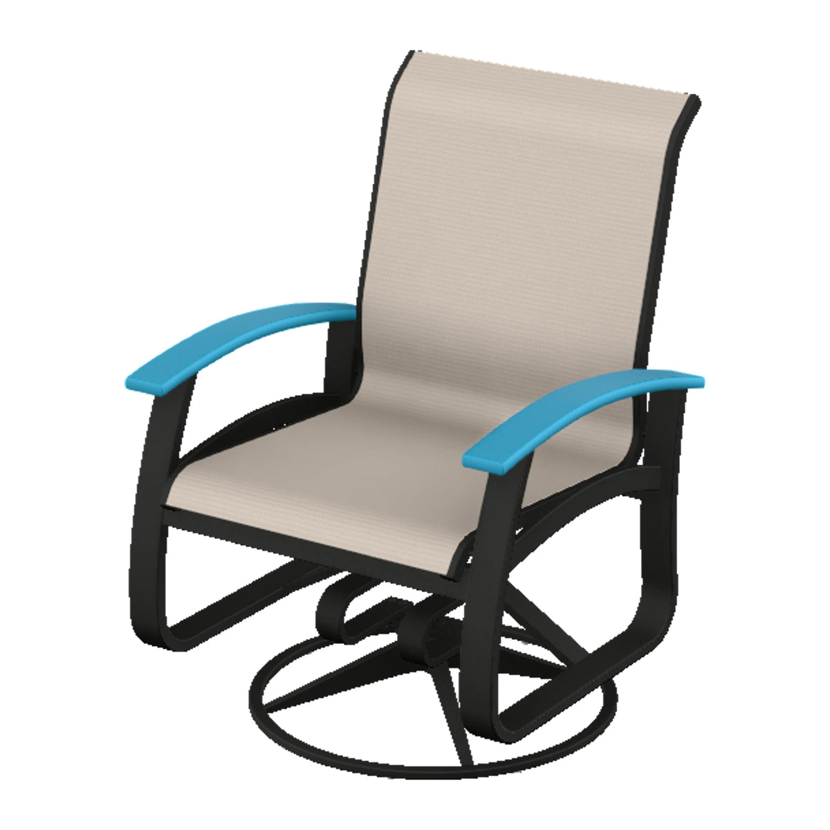 Belle Isle Sling Swivel Rocker — Black PC / Aqua Accents