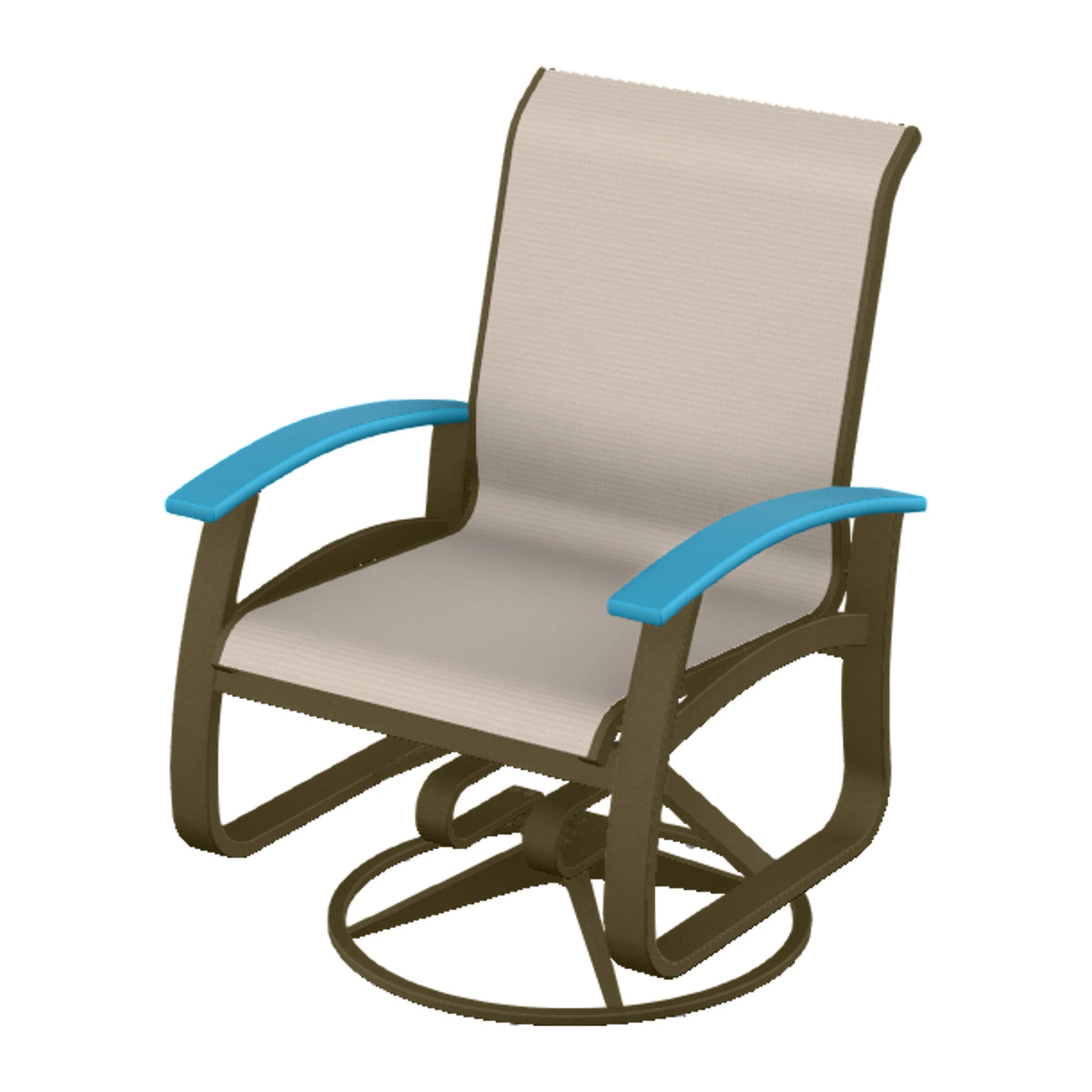 Belle Isle Sling Swivel Rocker — Beachwood PC / Aqua Accents