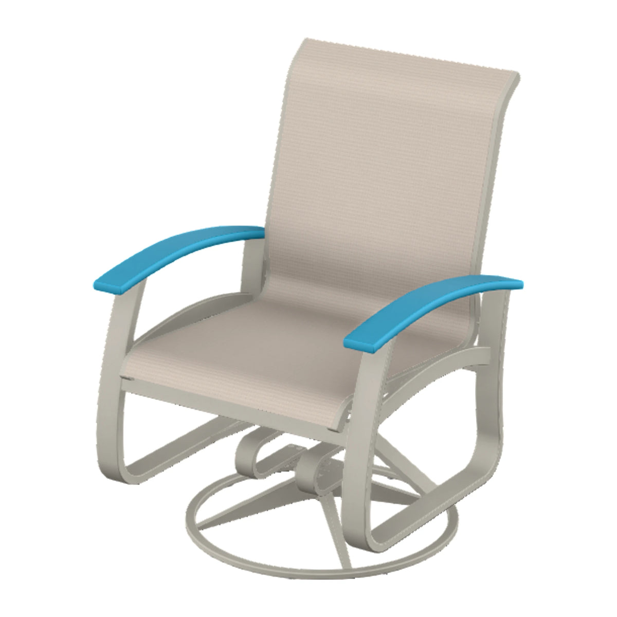 Belle Isle Sling Swivel Rocker — Warm Grey PC / Aqua Accents