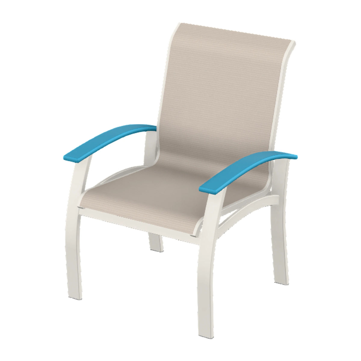 Belle Isle Sling Dining Armchair — Snow PC / Aqua Accents